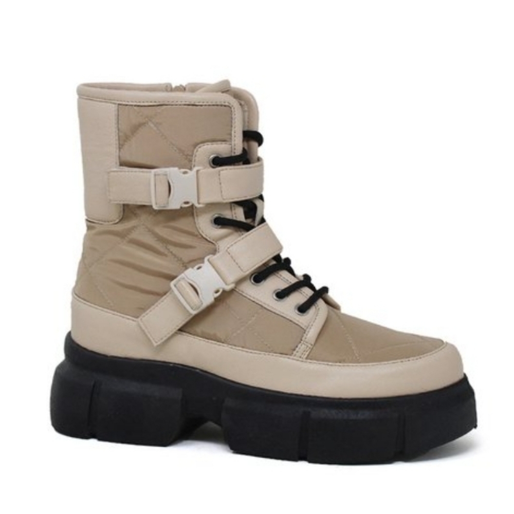 Beige Combat Boots